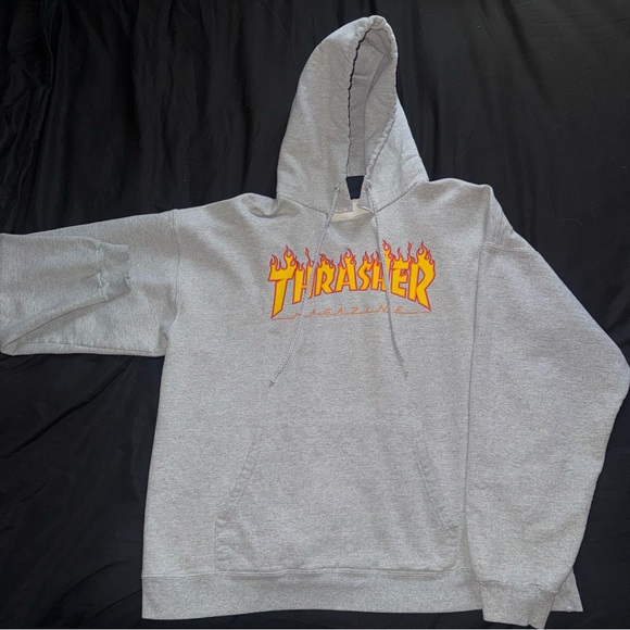 Thrasher Gray Hoodie with Yellow Flame Logo - Picture 2 of 2